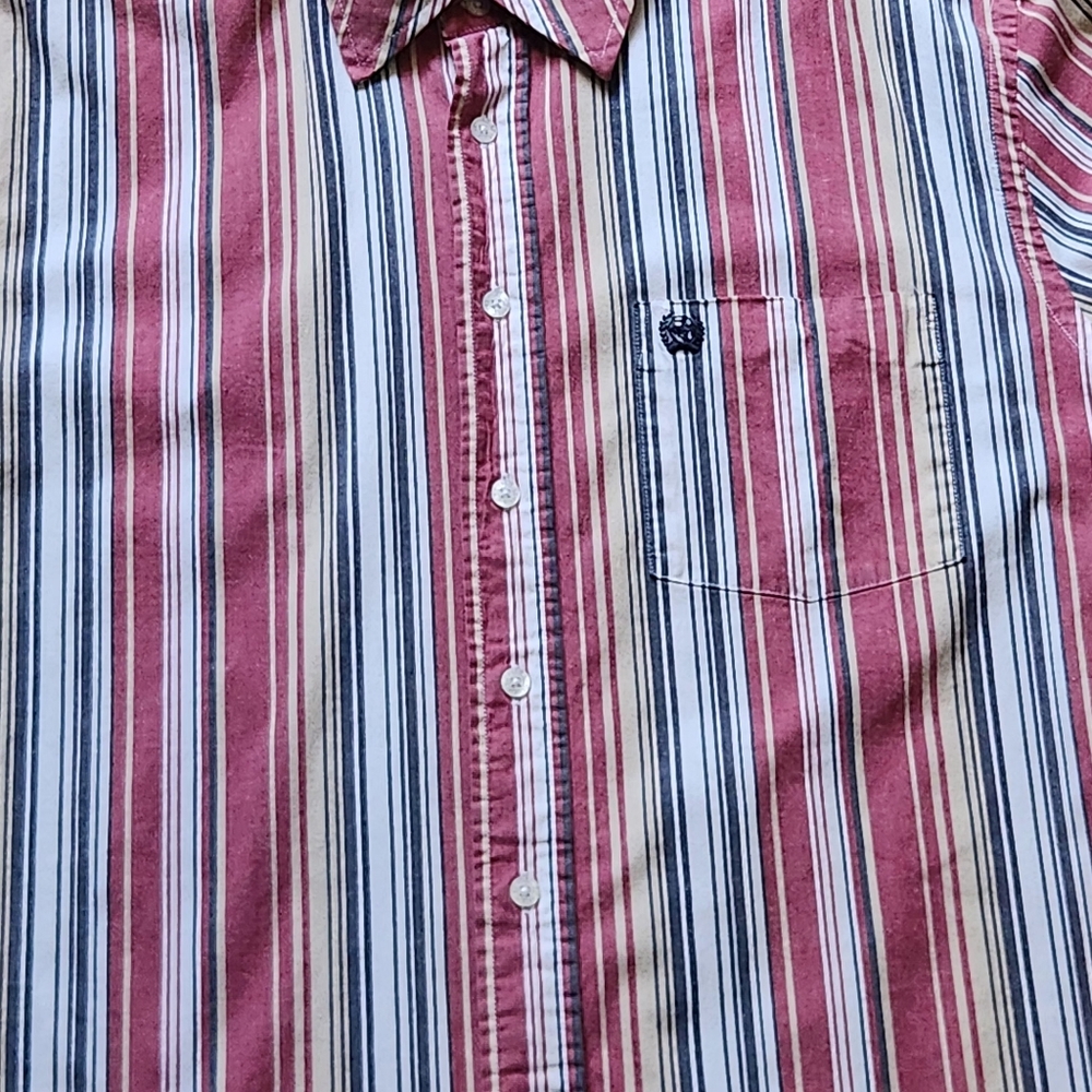 Mens Cinch Large Western Striped Button Down Shirt Red Blue Cowboy Rodeo - Picture 5 of 12